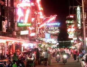 A view of the Pattaya district at night.